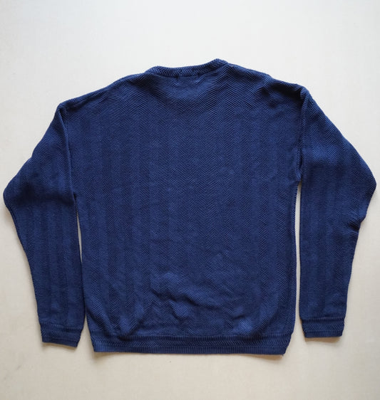 CHAPS Ralph Lauren Navy Chevron Knit Jumper (XL)