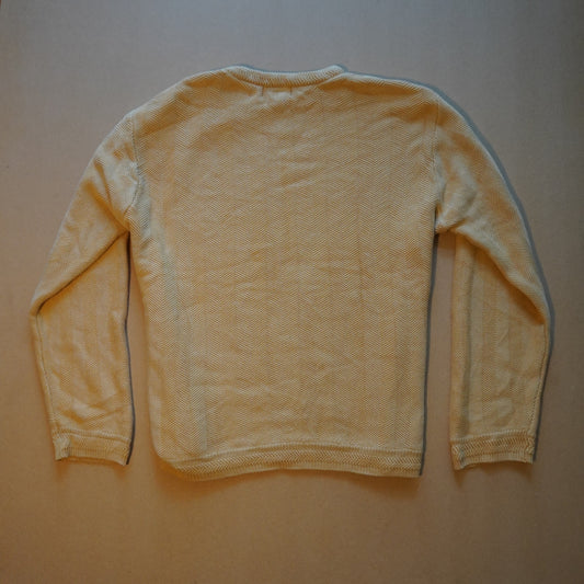 CHAPS Ralphs Lauren Butter Yellow Chevron Knit Crewneck Sweater