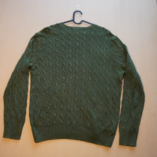 Polo Ralph Lauren Cactus Green Cable-Knit V-Neck Sweater