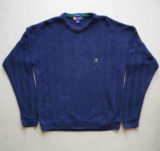 CHAPS Ralph Lauren Navy Chevron Knit Jumper (XL)