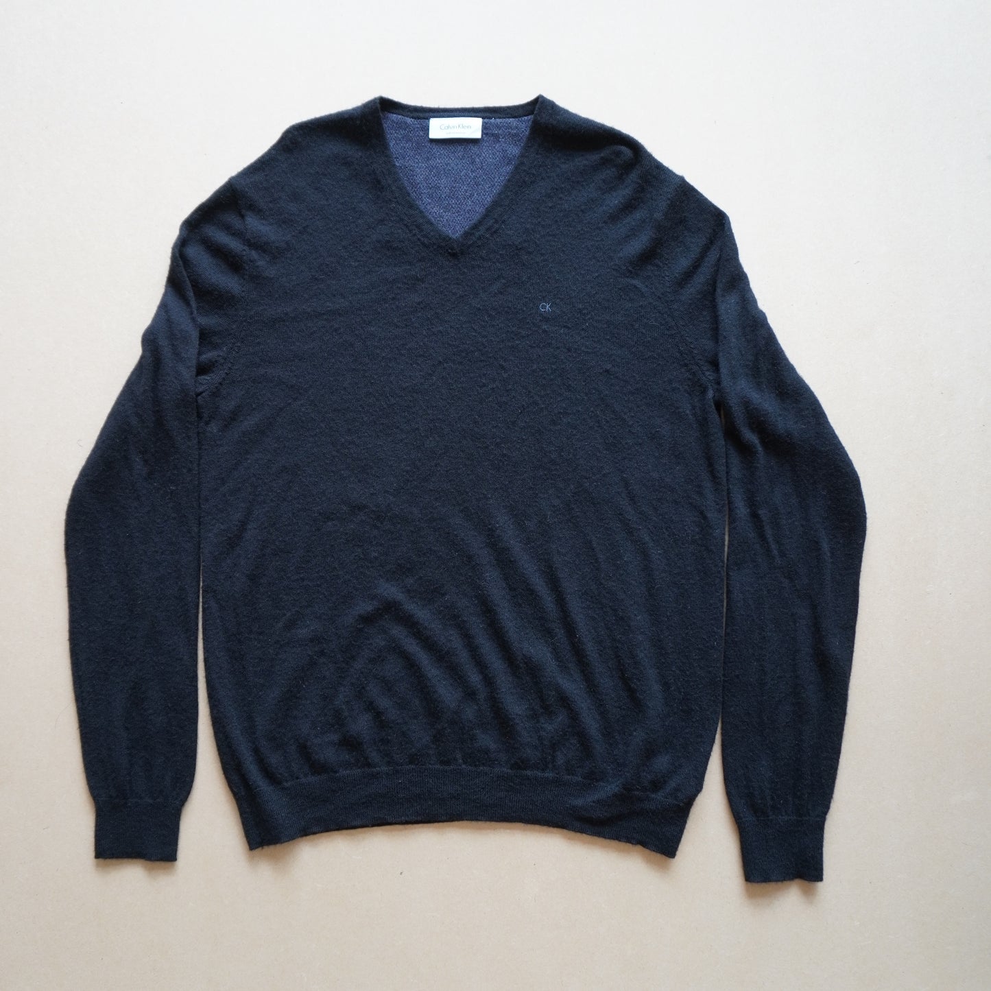 CK Black Italian Merino Wool V-Neck Jumper (S)