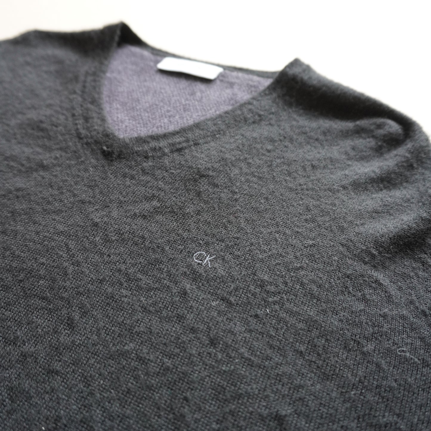 CK Black Italian Merino Wool V-Neck Jumper (S)