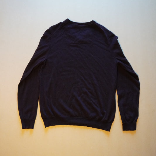 Calvin Klein Italian Merino Dark Purple V-neck Knit Jumper