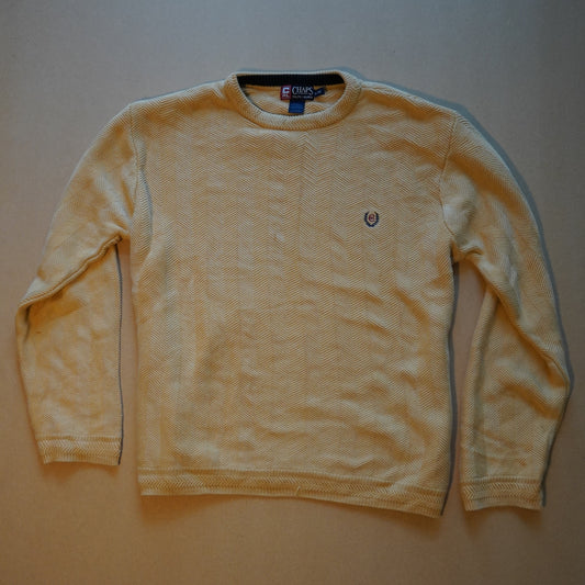 CHAPS Ralphs Lauren Butter Yellow Chevron Knit Crewneck Sweater