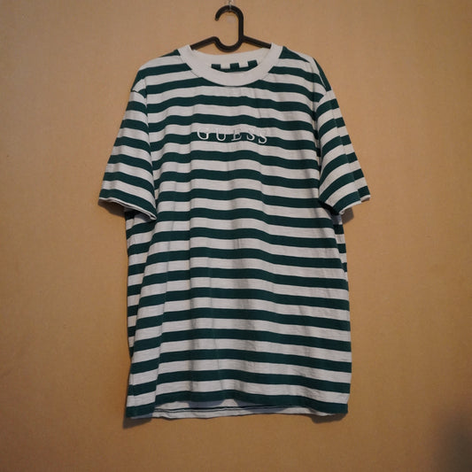 GUESS Originals Green & White Striped Tee (M)