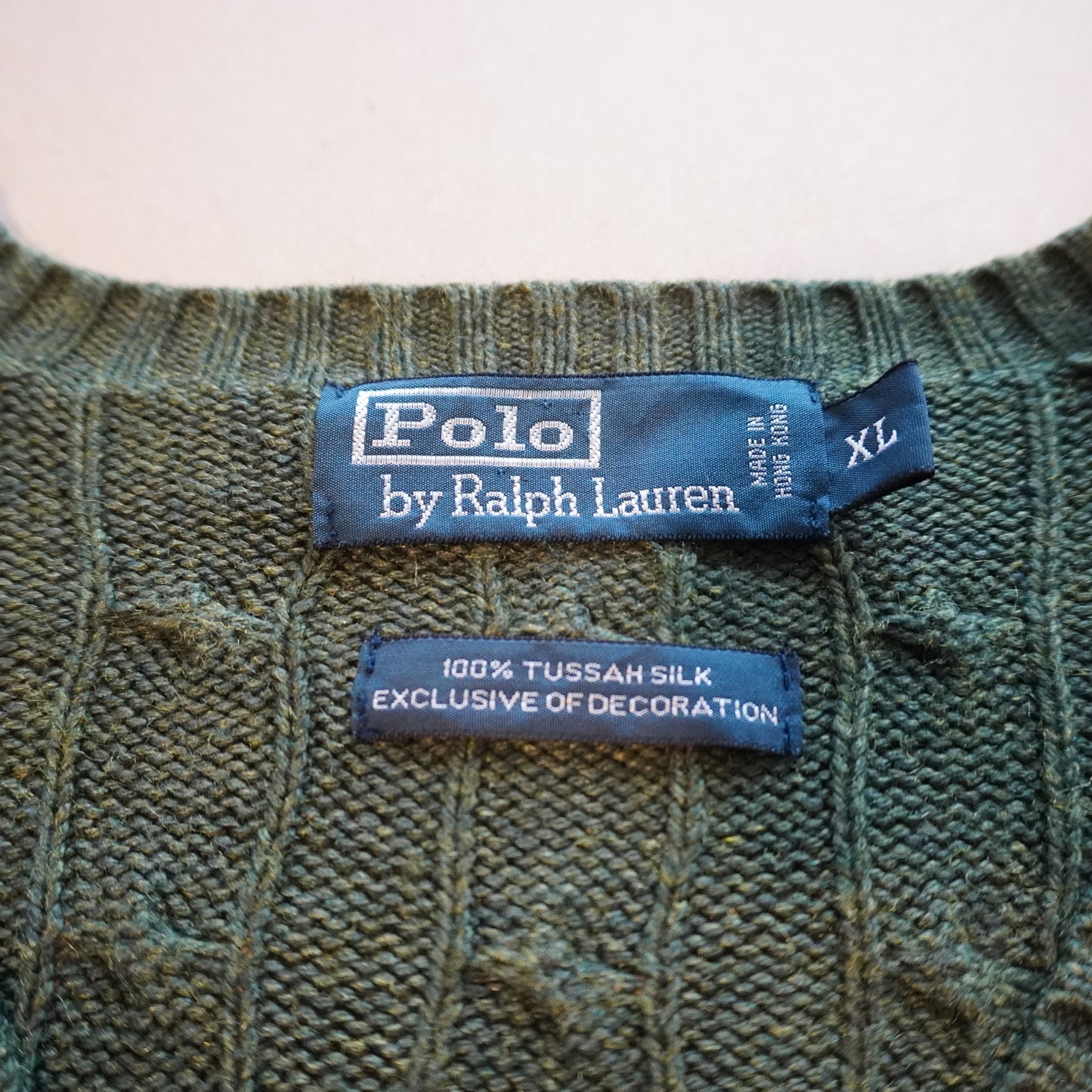 Polo Ralph Lauren Cactus Green Cable-Knit V-Neck Sweater