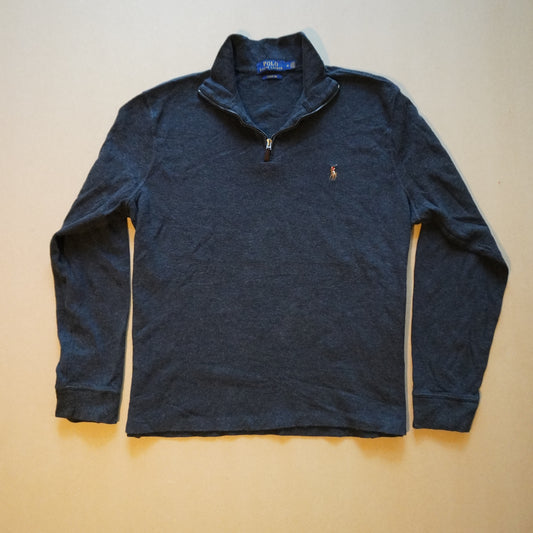 Polo Ralph Lauren Estate Charcoal Grey Rib Quarter Zip Knit